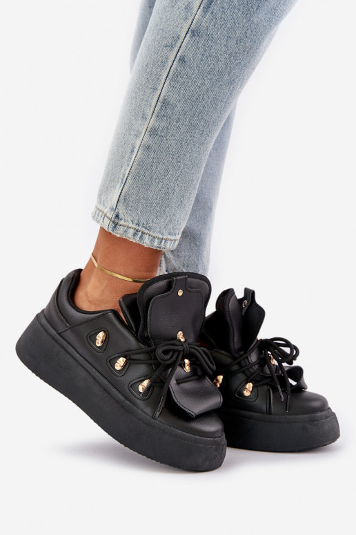 dames sneakers met platform in zwart