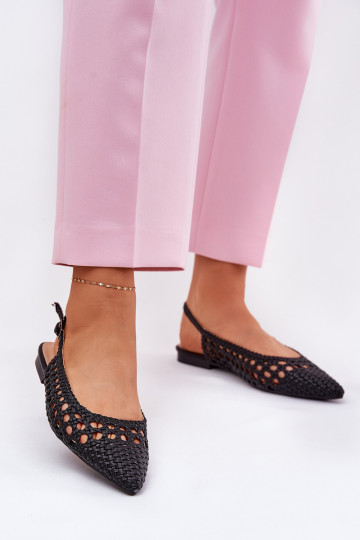 ballet flats met brede hakken in zwart