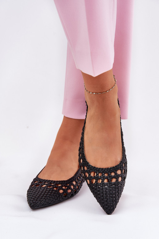 ballet flats met brede hakken in zwart