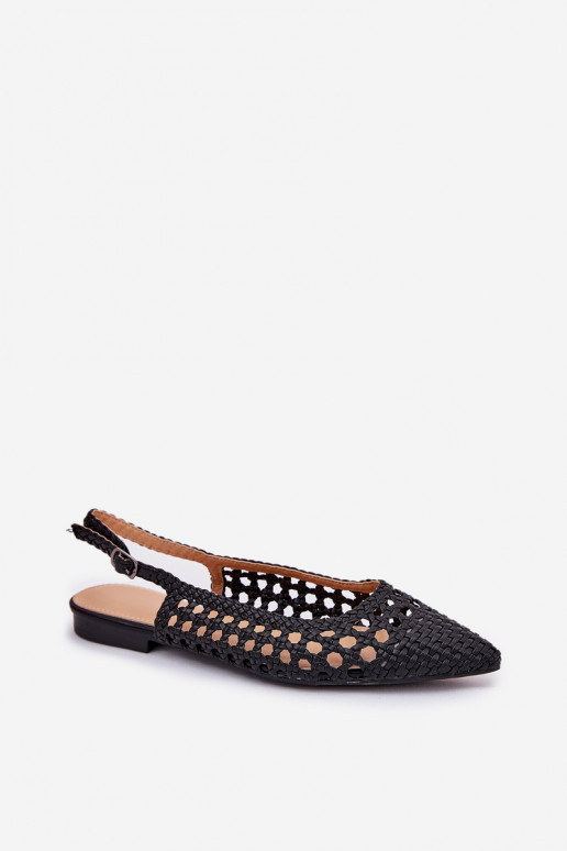 ballet flats met brede hakken in zwart