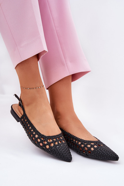 ballet flats met brede hakken in zwart