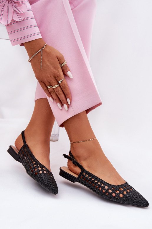 ballet flats met brede hakken in zwart