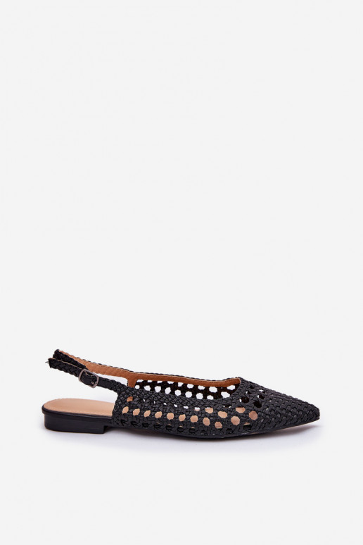 ballet flats met brede hakken in zwart