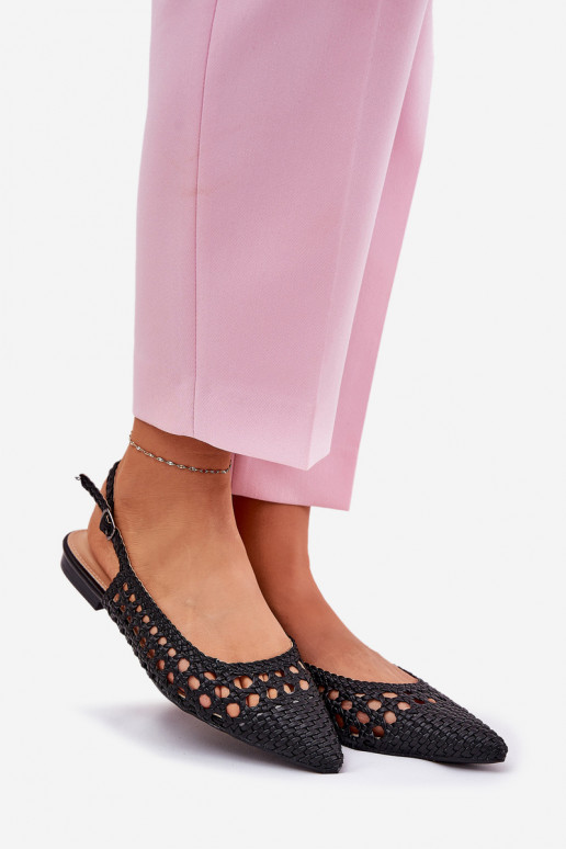ballet flats met brede hakken in zwart