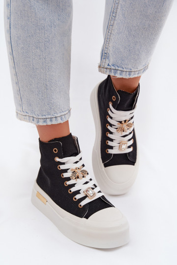 Zwarte casual schoenen met platform en gespen Gracella 2