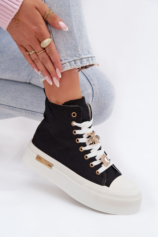 Zwarte casual schoenen met platform en gespen Gracella