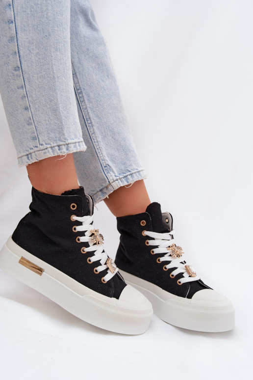 Zwarte casual schoenen met platform en gespen Gracella