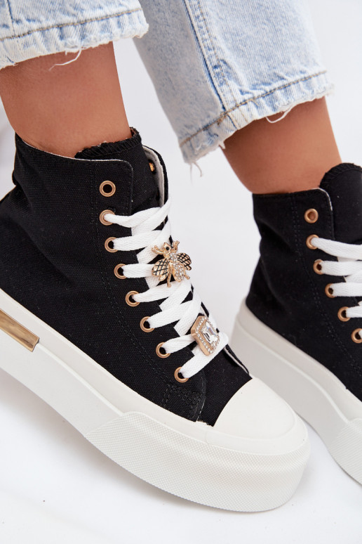 Zwarte casual schoenen met platform en gespen Gracella