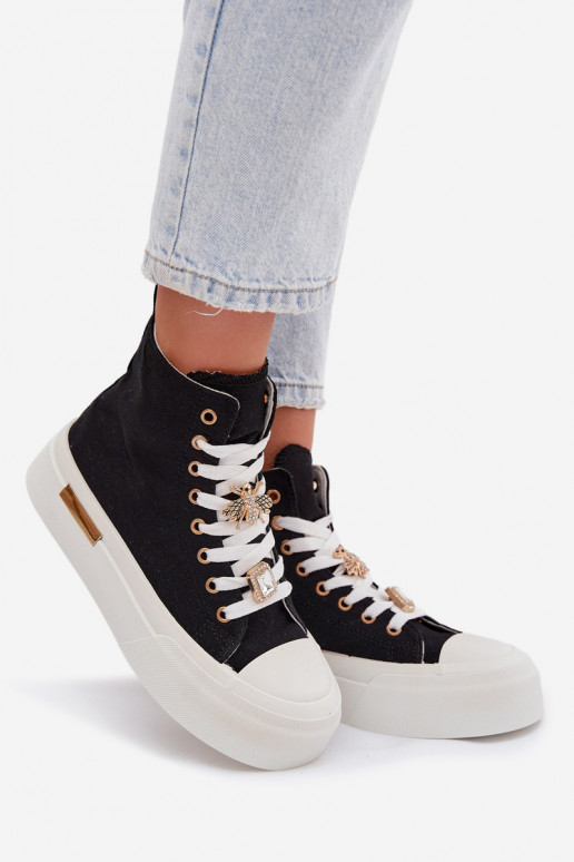Zwarte casual schoenen met platform en gespen Gracella