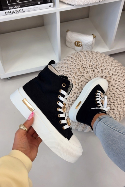 Zwarte casual schoenen met platform en gespen Gracella