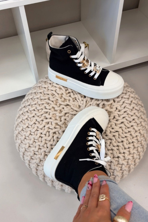 Zwarte casual schoenen met platform en gespen Gracella