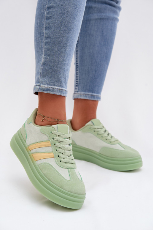 Groene dames sneakers met platform Galleria