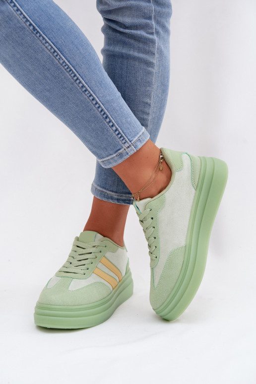 Groene dames sneakers met platform Galleria