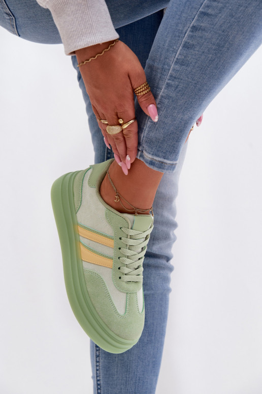 Groene dames sneakers met platform Galleria