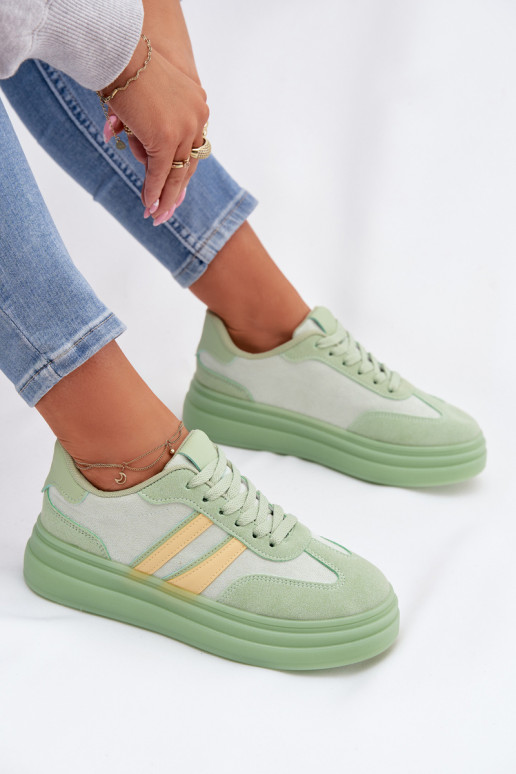 Groene dames sneakers met platform Galleria