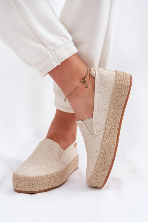 Zandkleurige espadrilles met platform Big Star TT274089