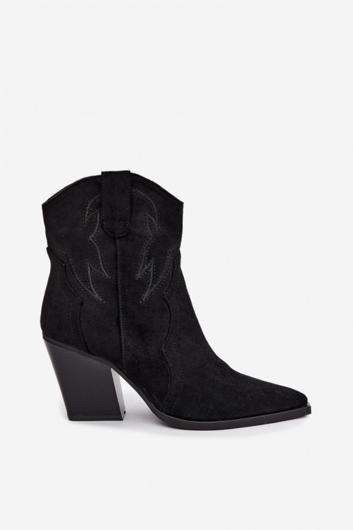 Cowboy-stijl enkellaarsjes voor dames met hakken in zwarte kleur Berella