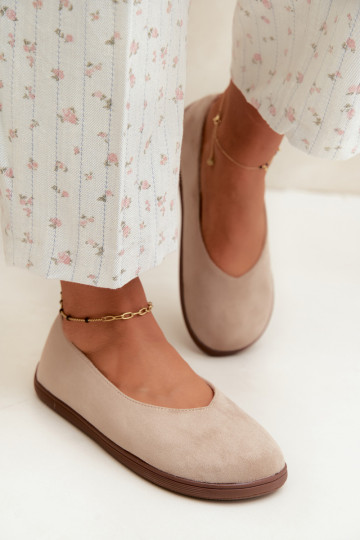 Dames ballerina's Barefoot in zandkleur Hollin 2