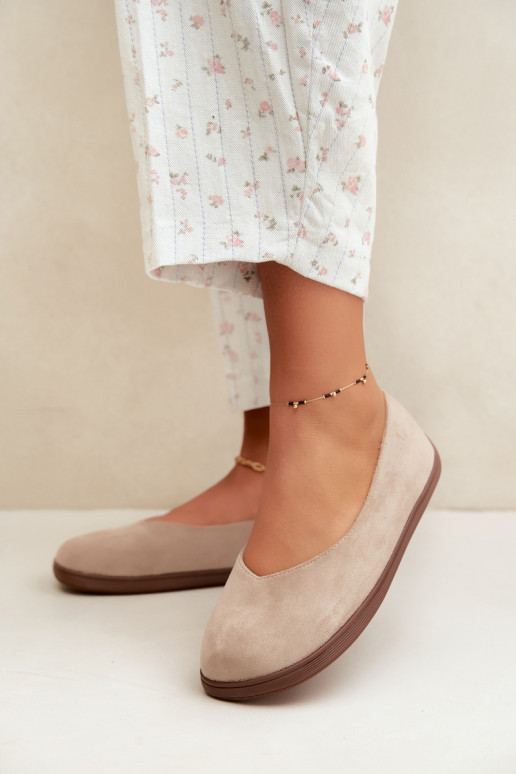 Dames ballerina's Barefoot in zandkleur Hollin