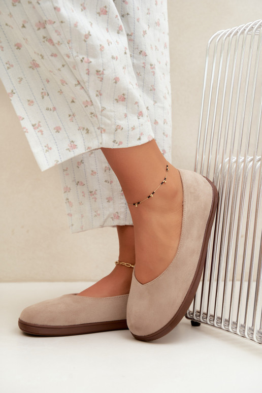 Dames ballerina's Barefoot in zandkleur Hollin