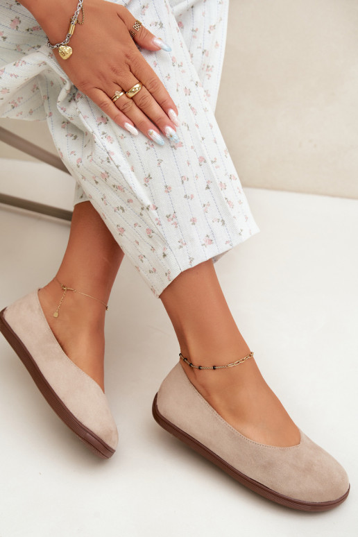 Dames ballerina's Barefoot in zandkleur Hollin