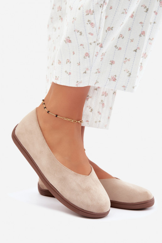 Dames ballerina's Barefoot in zandkleur Hollin