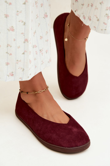 Dames ballerina's Barefoot in bordeauxkleur Hollin 2