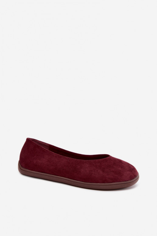 Dames ballerina's Barefoot in bordeauxkleur Hollin