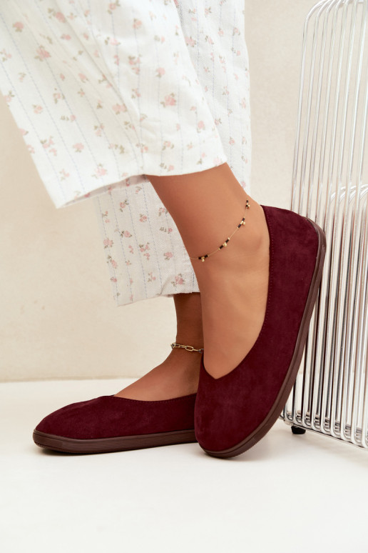 Dames ballerina's Barefoot in bordeauxkleur Hollin