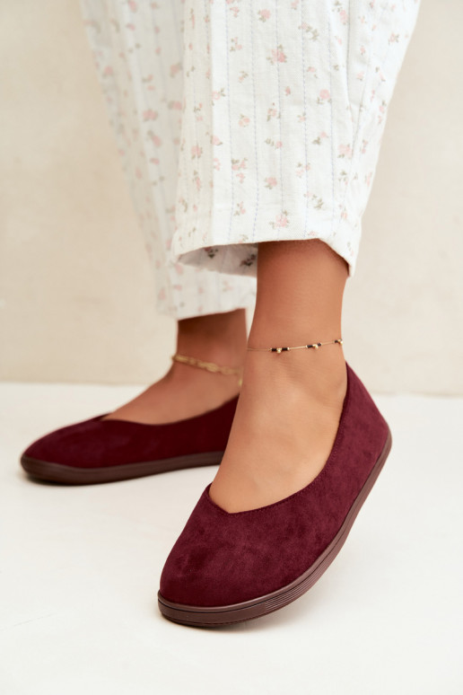 Dames ballerina's Barefoot in bordeauxkleur Hollin
