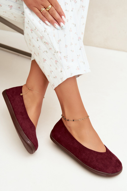 Dames ballerina's Barefoot in bordeauxkleur Hollin