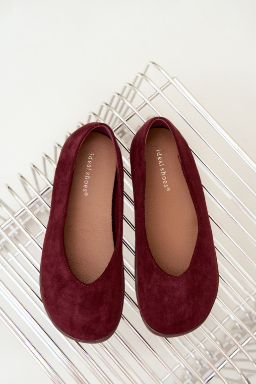 Dames ballerina's Barefoot in bordeauxkleur Hollin