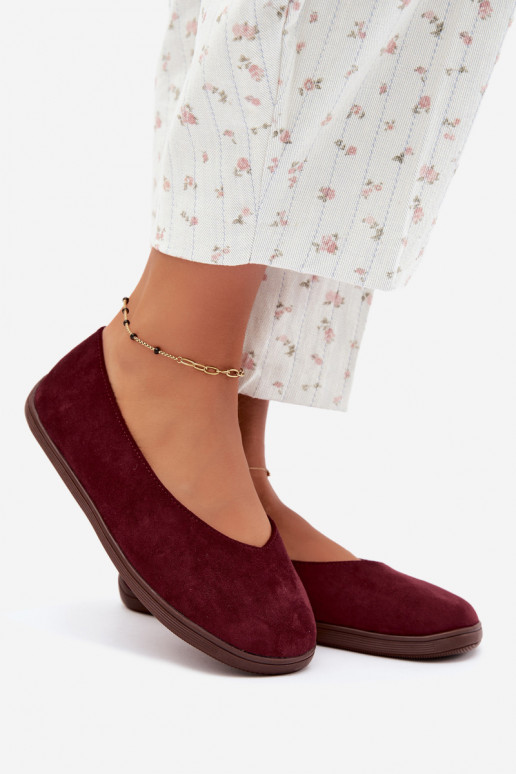 Dames ballerina's Barefoot in bordeauxkleur Hollin