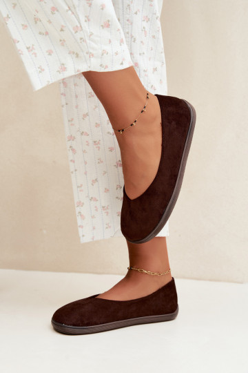 Dames ballerina's Barefoot in chocoladekleur Hollin