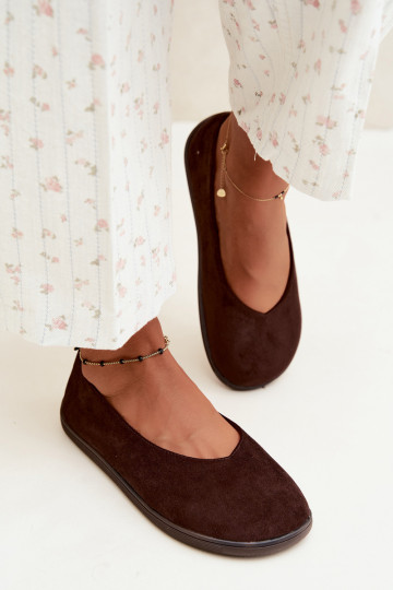 Dames ballerina's Barefoot in chocoladekleur Hollin 2