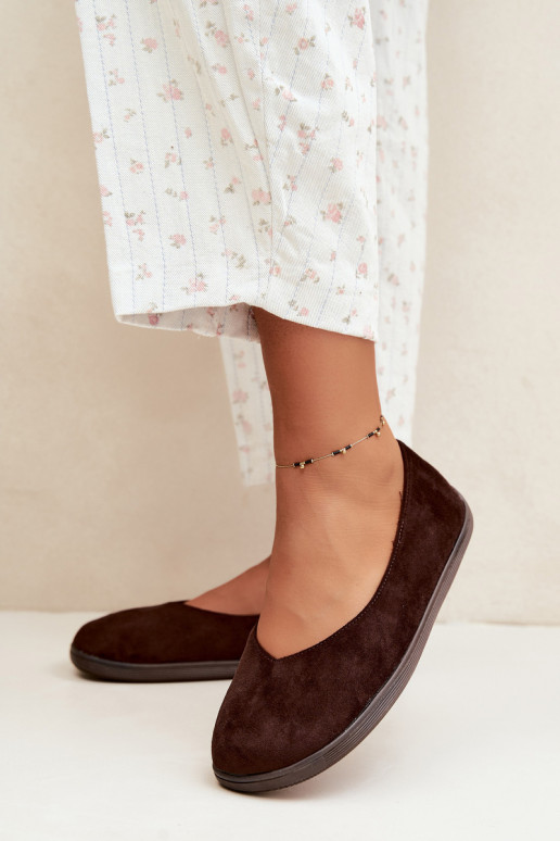Dames ballerina's Barefoot in chocoladekleur Hollin
