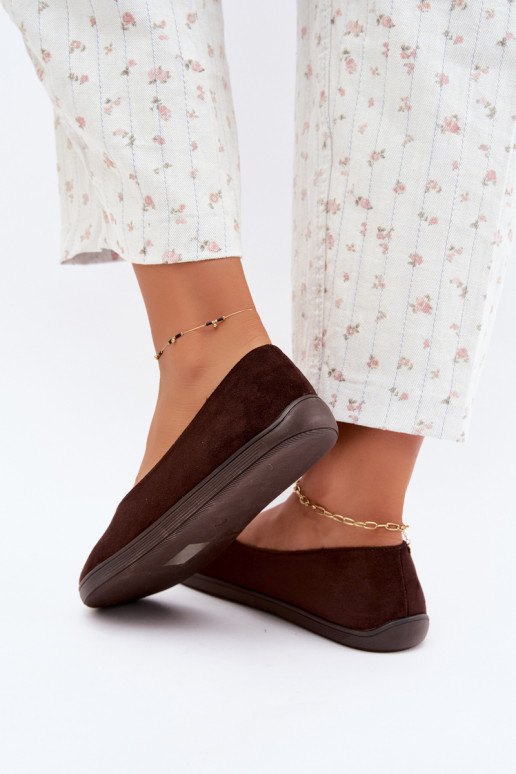 Dames ballerina's Barefoot in chocoladekleur Hollin