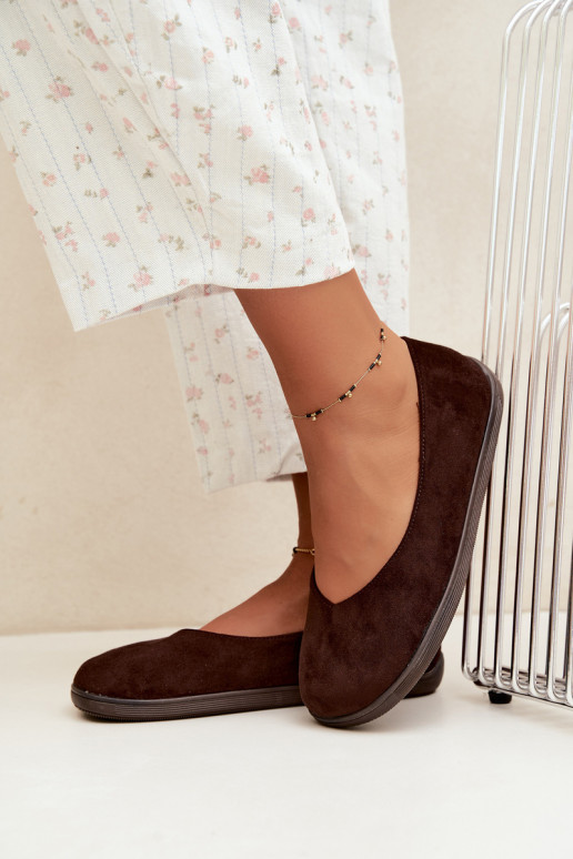 Dames ballerina's Barefoot in chocoladekleur Hollin