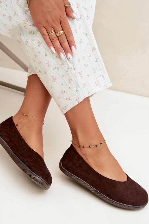 Dames ballerina's Barefoot in chocoladekleur Hollin