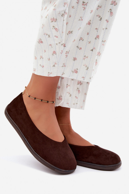 Dames ballerina's Barefoot in chocoladekleur Hollin