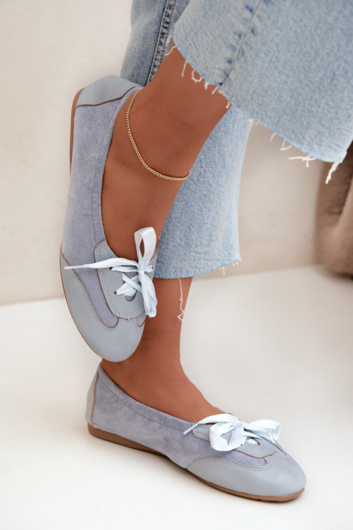 Blauwe sportieve ballerina's met stijlvolle details Peonia