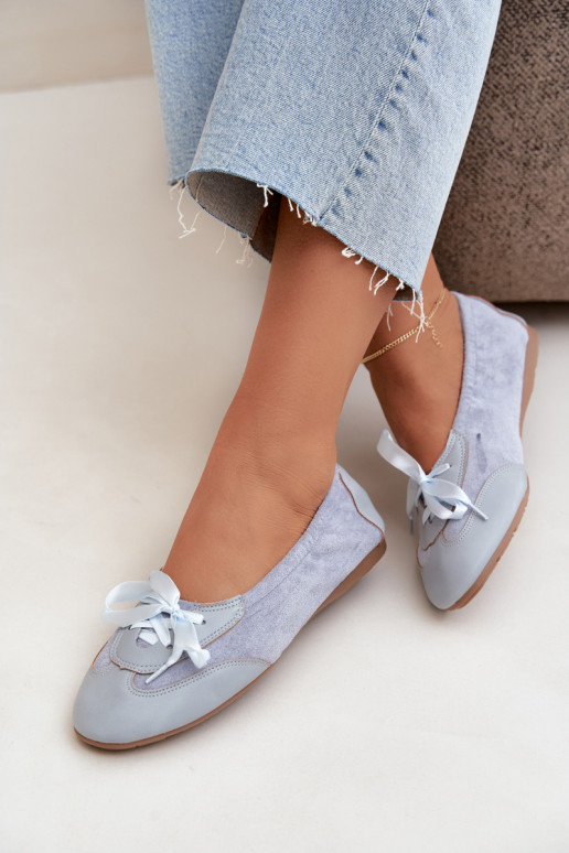 Blauwe sportieve ballerina's met stijlvolle details Peonia