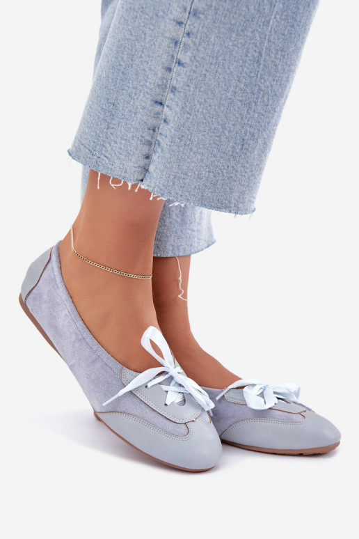 Blauwe sportieve ballerina's met stijlvolle details Peonia