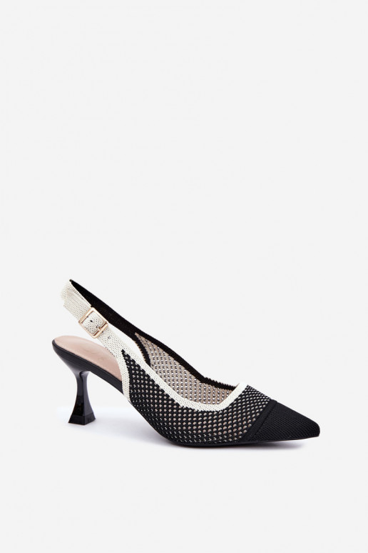 Zwarte openwork hoge hakken sandalen Evania