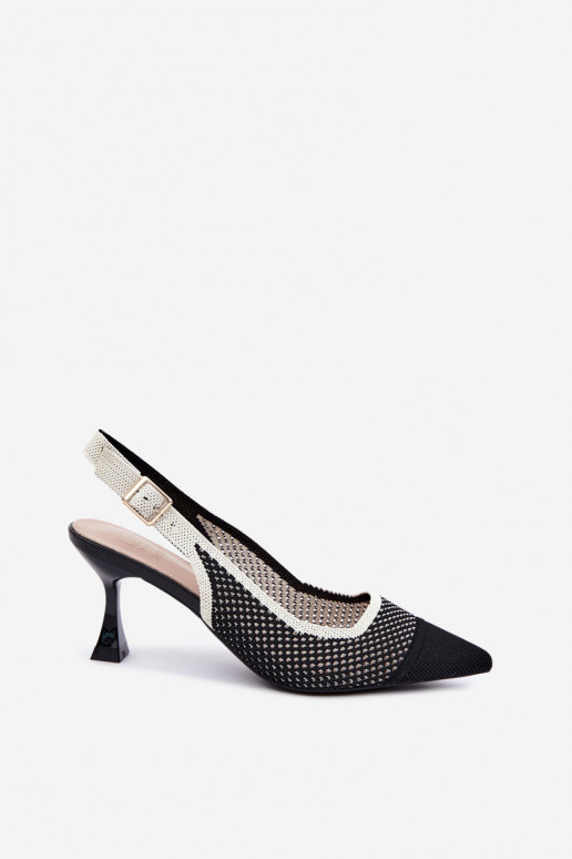 Zwarte openwork hoge hakken sandalen Evania