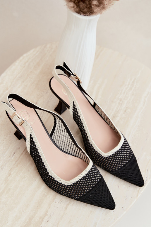 Zwarte openwork hoge hakken sandalen Evania