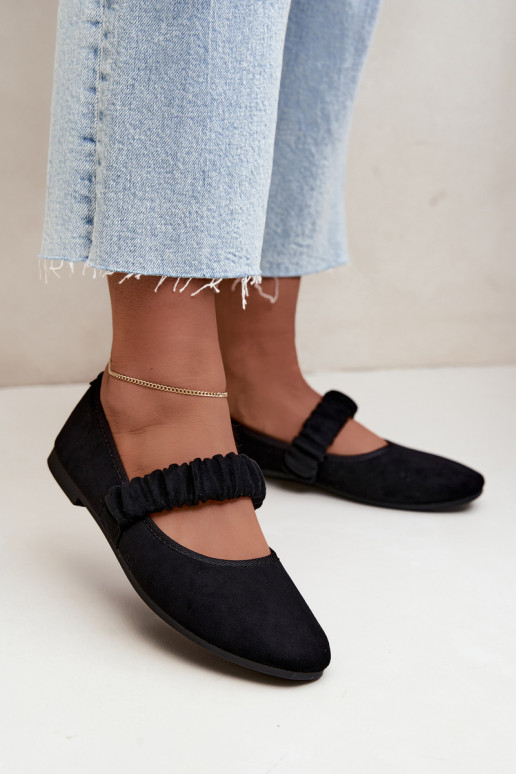 Zwarte ballerina's met gesneden banden Loreya