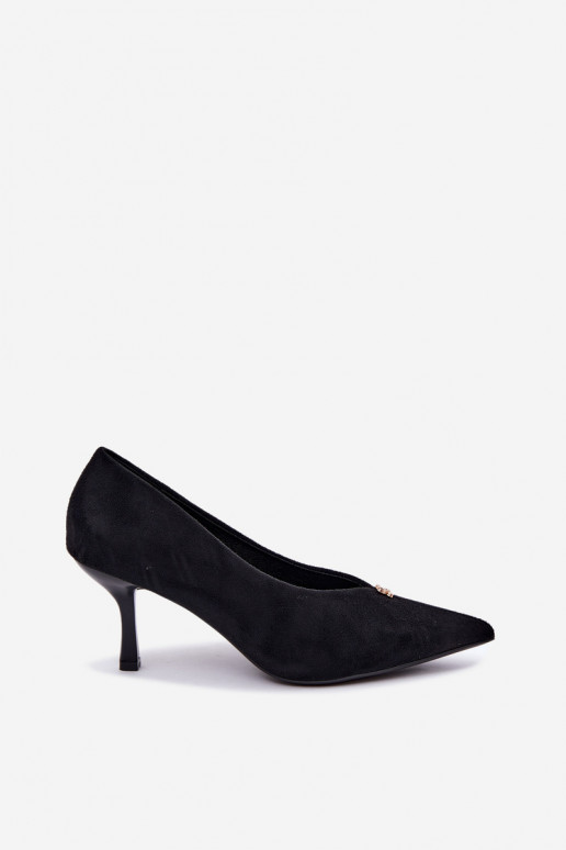 Zwarte sandalen van faux suede met gouden details Adessa
