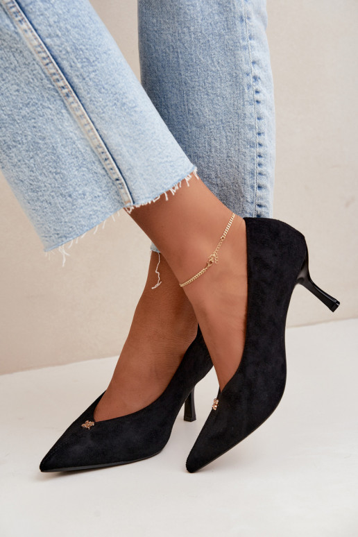 Zwarte sandalen van faux suede met gouden details Adessa
