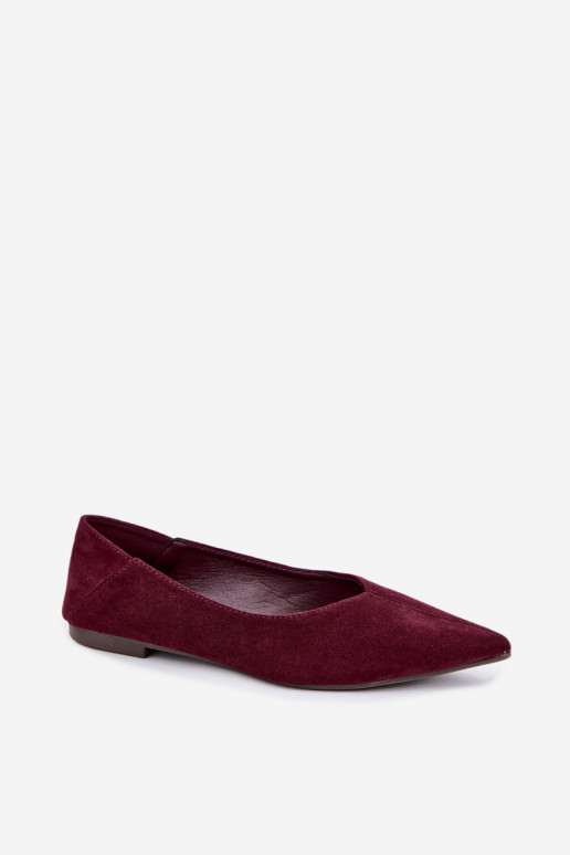 Ballerina's met spitse neuzen van faux suede in bordeauxkleur Corabella